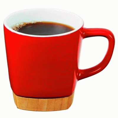 Custom Branded 11 oz. Ceramic Mug with Removable Bamboo Coaster Bottom — Printed With Your Logo 