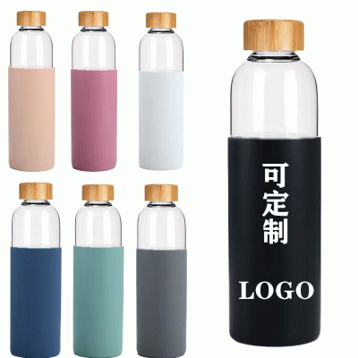 Single Wall Borosilicate Glass Promotional Gift Water Bottle with Bamboo Lid-Good products from ProductClub 