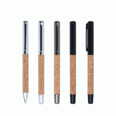 Eco- Friendly Cork Patterned Business Gift Signature Pen Custom Copper Rod Ballpoint Pen -Good products from ProductClub 