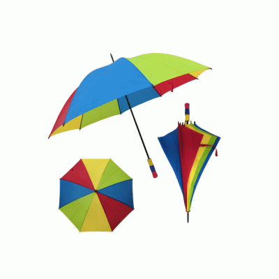 Hot Sale Creative Idea Customized Rainbow Manual Open Multi Color Rain Unilever Windproof Straight Umbrella for Outdoor 