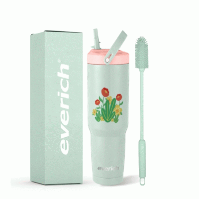 Festival Gifts Everich Stylish BPA-Free SS304 Vacuum Insulated 30oz Tumbler Large Capacity Water Bottle 