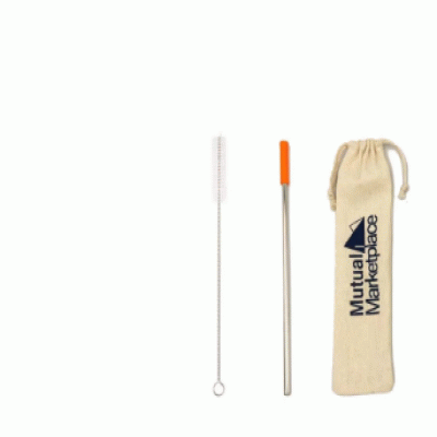 Custom Branded Reusable Straw w/ Cleaning Kit — Printed With Your Logo 