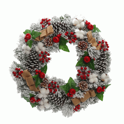 High Quality Artificial Pine Garland With Red Berries Cones Christmas Wreath  