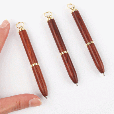 Popular Promotions Mini Pen Keychain Ballpoint Pen. Wooden and Brass Metal Pen, Small and Cute Convenient to Carry Pendant Pen Pocket Pen-Good product from ProductClub 