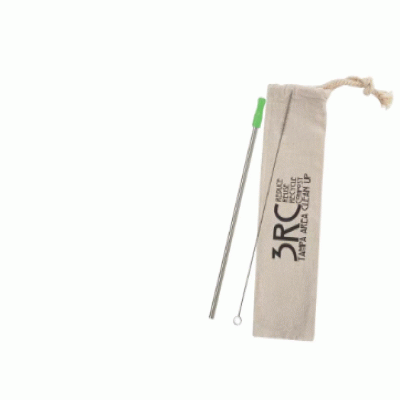 Stainless Straw Kit with Cotton Pouch-Printed With Your Logo 