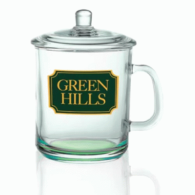 Perfect Promotional Gift-Custom Branded 15 oz. Glass Tea Cups with Lids — Printed With Your Logo 