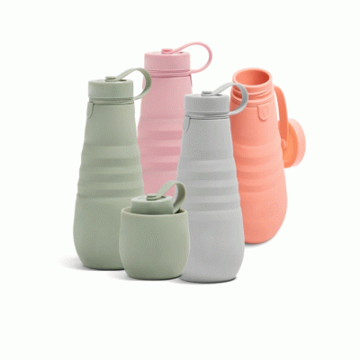 Custom logo Silicone Leakproof Refillable Travel Gift Food Grade Eco Friendly Reusable School Kids Water Bottle 
