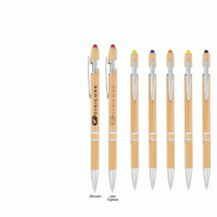 Multiple styles Custom Branded Tropical Bamboo Incline Pen With Stylus — Printed With Your Logo