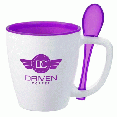 New Design Custom Double-Wall Insulated Plastic Coffee Mug with Spoon -Good products from ProductClub 