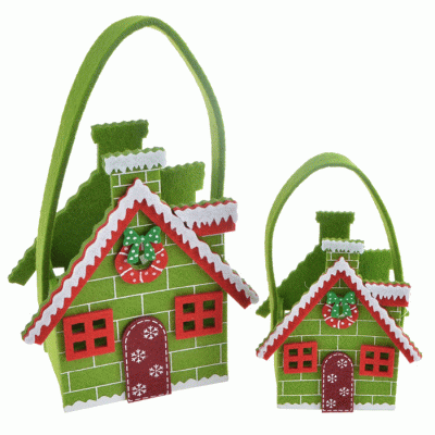 Amazon Hot Sale Felt Christmas Candy Bag Santa's House Fancy Gift Bags  