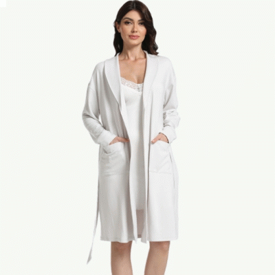 Custom LOGO Designer Custom Belted Eco-Friendly Bamboo Fiber Organic Cotton Soft Jersey Bathrobe for Women 