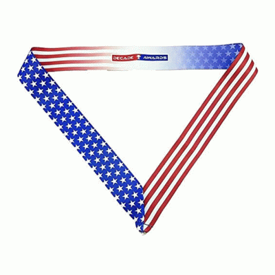 Factory Custom Awards Stars And Stripes American Flag V Neck Ribbon Gymnastics Medal  