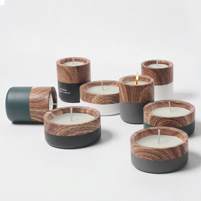 Customized Wood Grain Ceramic Aromatherapy Candle Cup Candle Holder for  Best Holiday Gift-Good products from ProductClub 