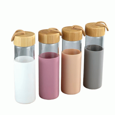 Single Wall Borosilicate Glass Promotional Gift Water Bottle with Bamboo Lid-Good products from ProductClub 