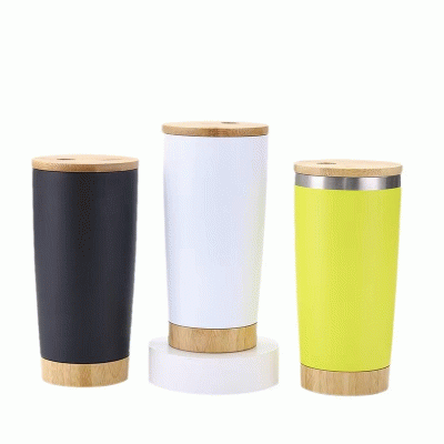 Custom Branded 20 oz Stainless Steel Tumbler with Bamboo Lid & Straw — Printed With Your Logo 