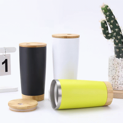 Custom Branded 20 oz Stainless Steel Tumbler with Bamboo Lid & Straw — Printed With Your Logo 