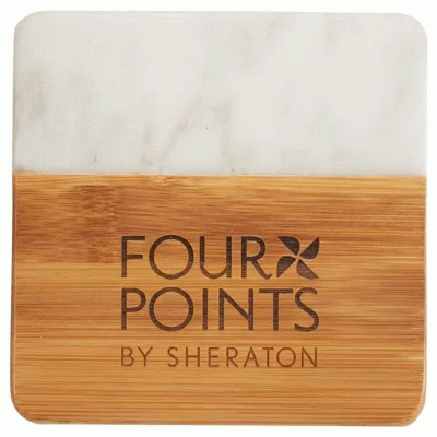Amazon Hot Selling Marble and Bamboo Coaster Set 