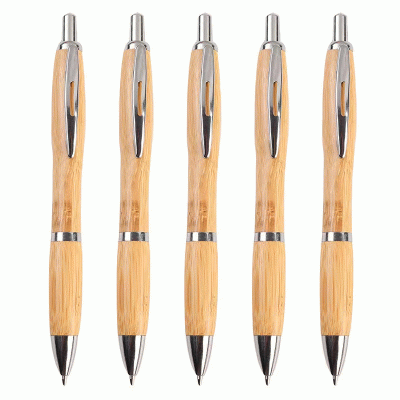 Multiple styles Custom Branded Tropical Bamboo Incline Pen With Stylus — Printed With Your Logo 