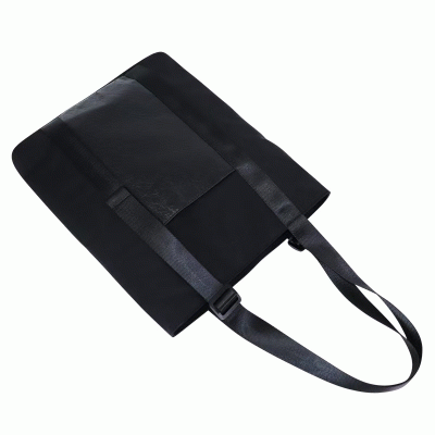 Eco-Friendly Recycled Pu & Canvas Tote Bag – Sleek Black Versatile Daily Bag 