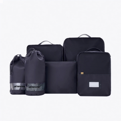 6-Piece Packing Solution Compression Cubes & Clear Drawstring Bags for Tidy Luggage 