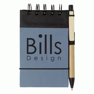 Branded Eco-Inspired Spiral Jotter & Pen — Printed With Your Logo 