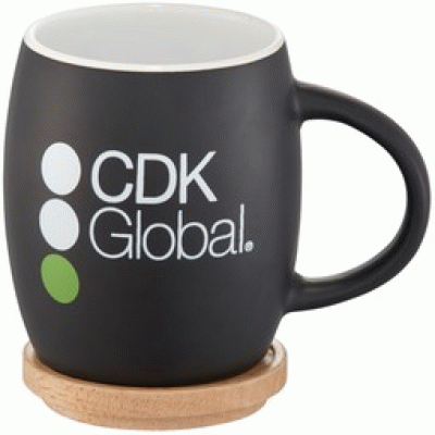 Hot Selling Customization 15OZ Two-Tone Ceramic Logo Mug w/ Wooden Lid/Coaster - Good product from ProductClub 