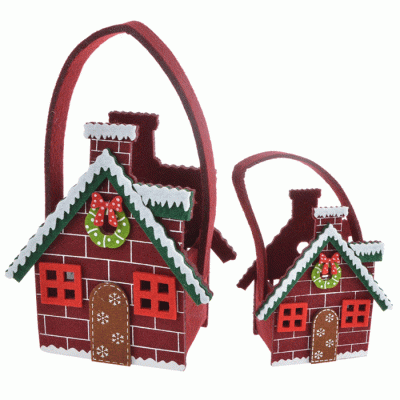 Amazon Hot Sale Felt Christmas Candy Bag Santa's House Fancy Gift Bags  