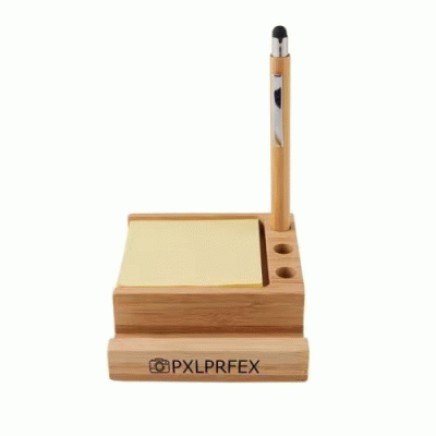 Custom Branded Bamboo Desk Organizer with Phone Holder — Printed With Your Logo 