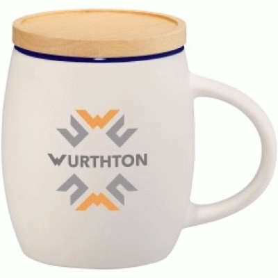 Hot Selling Customization 15OZ Two-Tone Ceramic Logo Mug w/ Wooden Lid/Coaster - Good product from ProductClub 