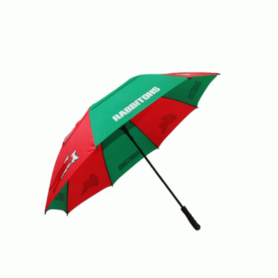 HOT SALE Double Layer Promotion Chromatic Custom Logo Printing Dye Sublimation Golf Umbrella with Rubber Handle 