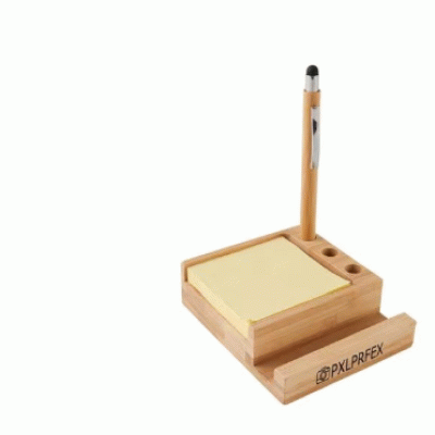 Custom Branded Bamboo Desk Organizer with Phone Holder — Printed With Your Logo 