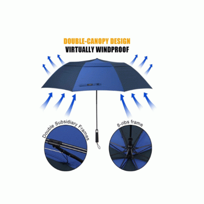Double Layer Logo Printing Big Oversize Promotion Custom Windproof Storm Vented 2 Folding Automatic Fold Golf Umbrella 