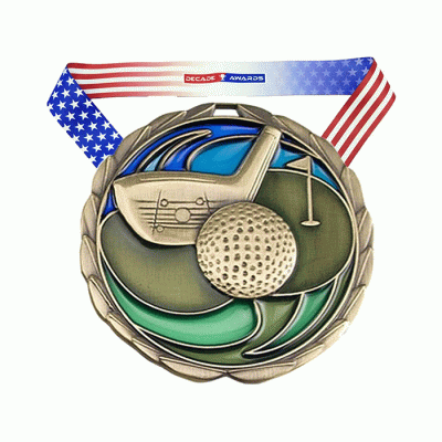 China Manufacturer 3d Designs Award Medals Custom Golf Medal With Ribbon  