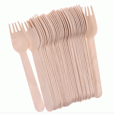Eco-Friendly Biodegradable Forks Spoons Knife Disposable Cutlery Wooden 