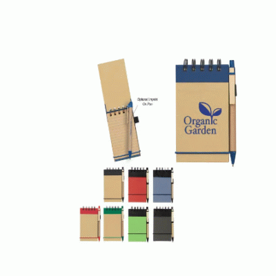 Branded Eco-Inspired Spiral Jotter & Pen — Printed With Your Logo 