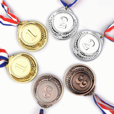 Manufacturer Cheap Printing Sports Award Medals Gold Silver Bronze Winner Medals With Neck Ribbon Lanyard  