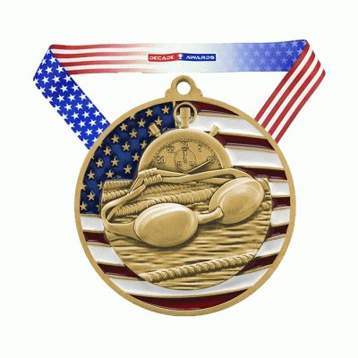 Custom Swimming Medal With Ribbon Promotional New Style Sports Medals  