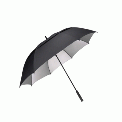 HOT SALE Sunny and Rainy Anti UV Advertising Black Silver Fabric Double Layers and Stronger Windproof Automatic Golf Umbrella for Gift 
