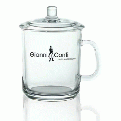 Perfect Promotional Gift-Custom Branded 15 oz. Glass Tea Cups with Lids — Printed With Your Logo 