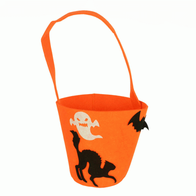 High Quality Felt Halloween Pumpkin Bag Tote Bag Candy Bag Treat Or Trick  