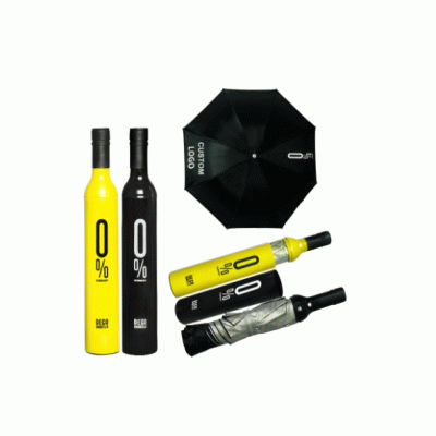 Customized Logo Printing Promotional Design Custom Cheap Rain Sun Wine Shape Car Bottle Umbrellas for Gift 