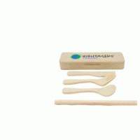 The Gift of Nature -Custom Branded Natureware Wheat Straw Cutlery Set — Printed With Your Logo