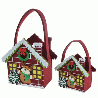 Amazon Hot Sale Felt Christmas Candy Bag Santa's House Fancy Gift Bags  