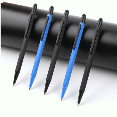 Customized Press Type Ballpoint Pen, Creative Hexagonal Advertising Pen, Multifunctional Touch Screen Head Push Metal Pen-Good product from ProductClub 